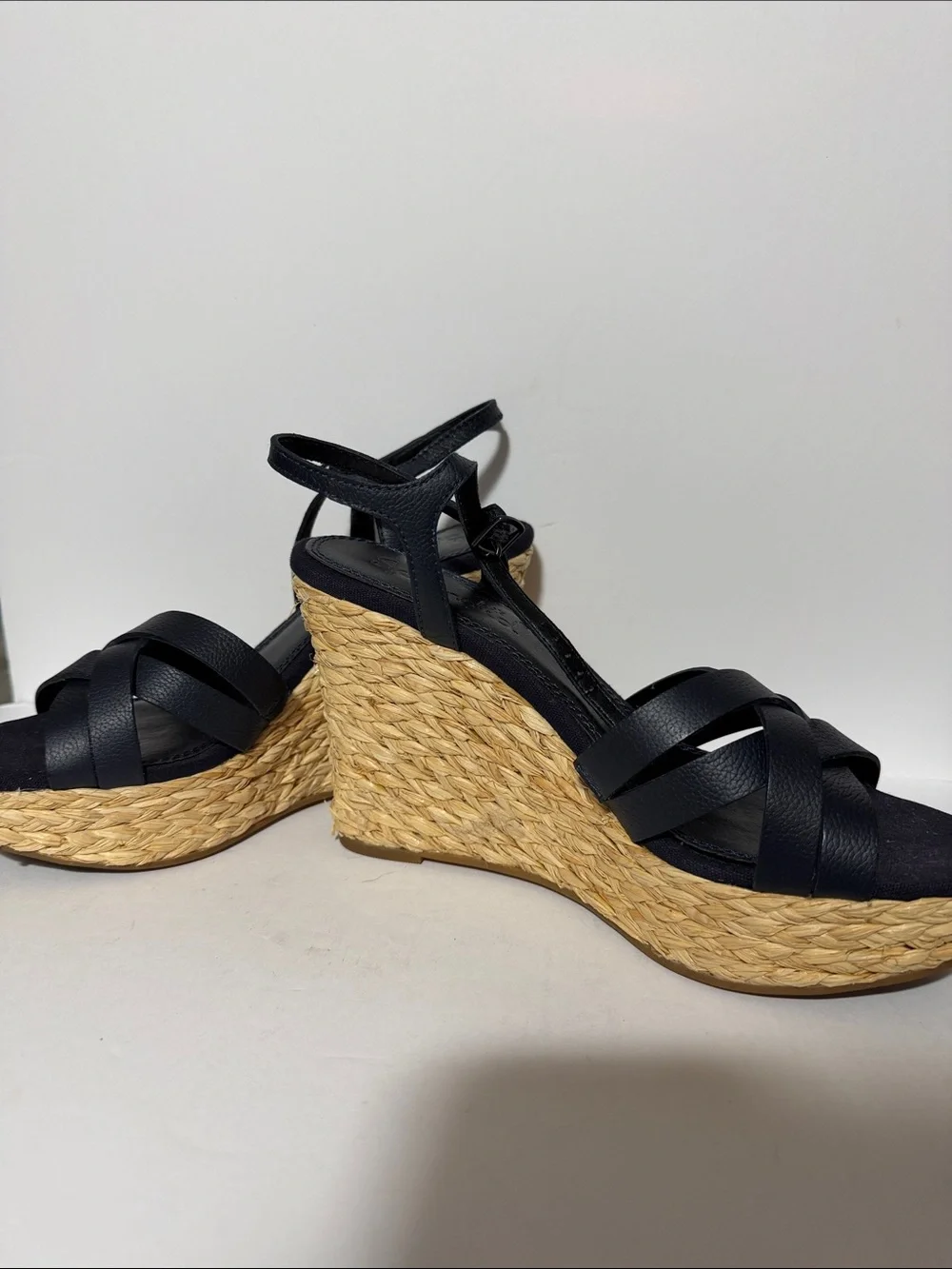 Splendid Navy Braided Espadrille Wedge Sandals